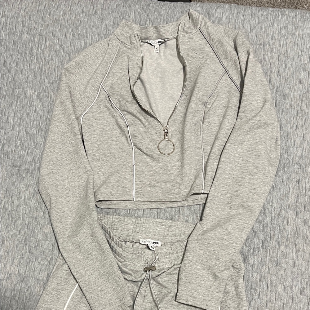 Fashion Nova Gray Track Pants & Joggers Set